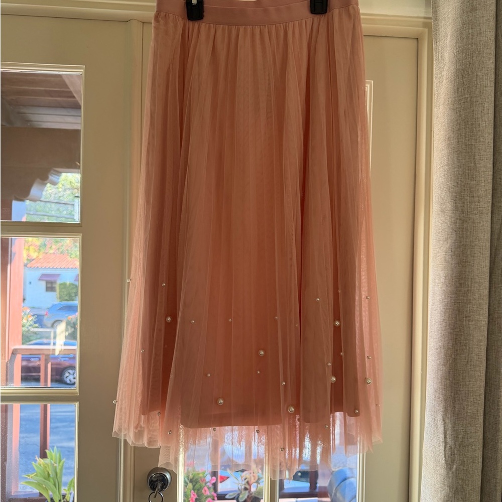 Daniel Rainn Pink Skirt with Pearl Accents size medium